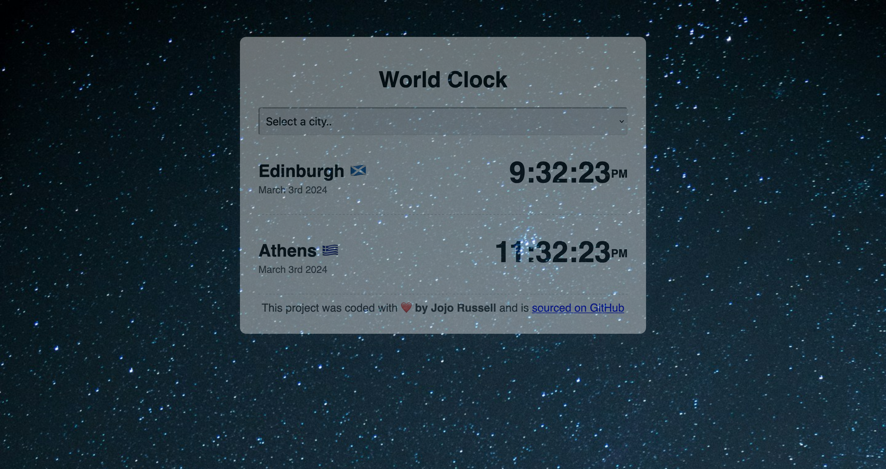 World Clock project preview